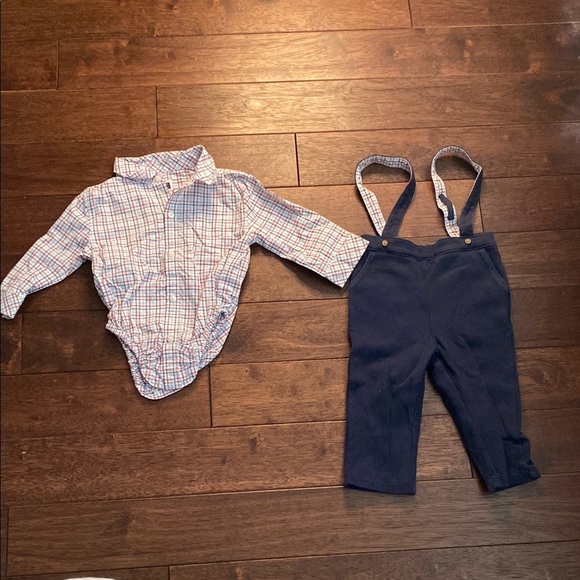 Janie and Jack Plaid Shirt and Navy Pants Set - Picture 1 of 9